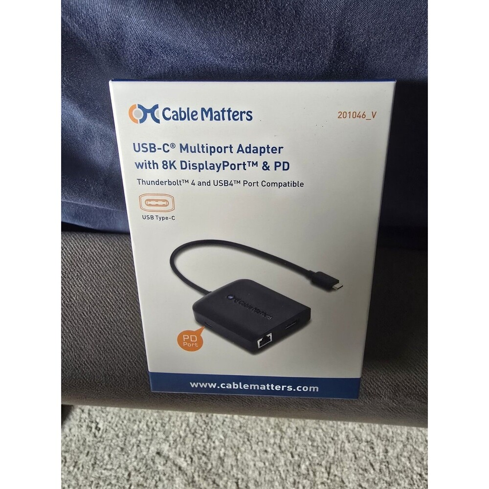 USB-C Multiport Adapter with 8K DisplayPort, 2x USB 2.0, 480 Mbps Ethernet & PD